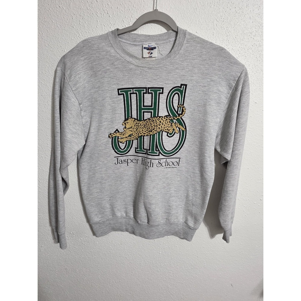 American‎ Vintage 90s Collegiate Jasper High School Sweatshirt Leopard Graphic